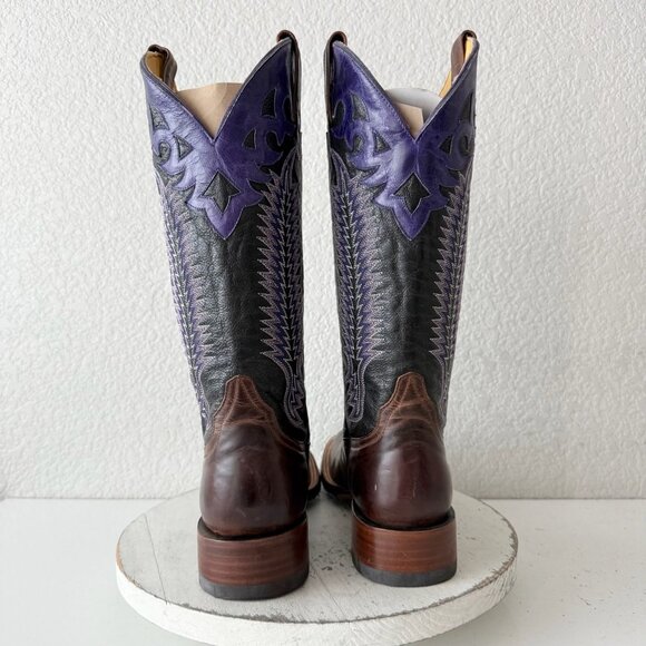 Rod Patrick Womens Cowboy Boots 9AA Brown Purple Round Toe Tall Western Cowgirl - Picture 3 of 13